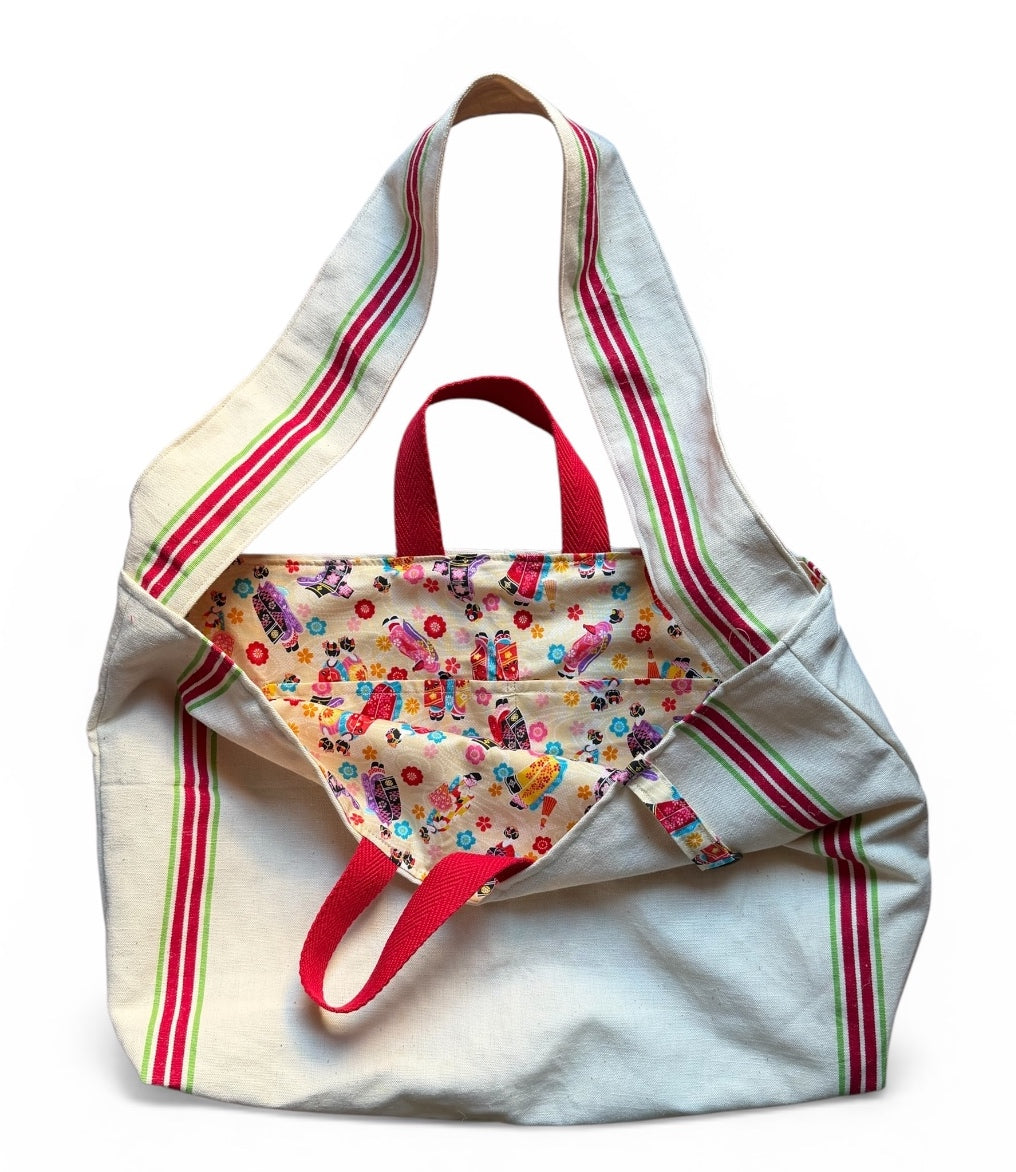 Bolsa lino antiguo rayas