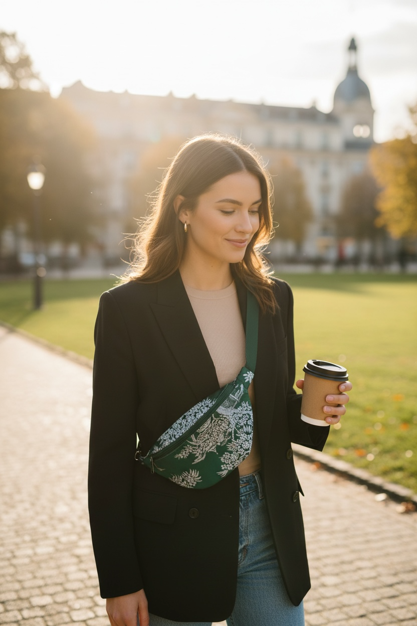Ona “RIÑONERA” verde oriental pequeña